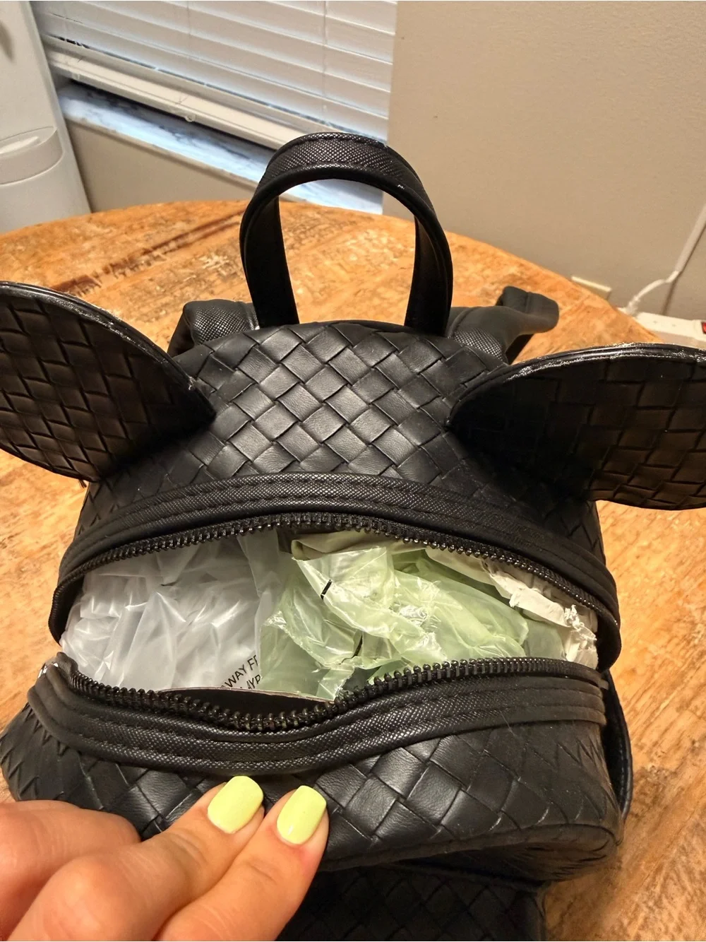 NWT Disney Parks Loungefly Black Woven Mickey Ear Mini Backpack